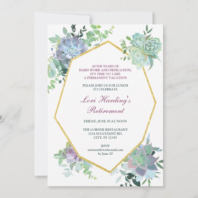 Invitation succulente de retraite (Devant)