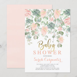 Invitation Succulentes, baby shower floral à l'anthurium