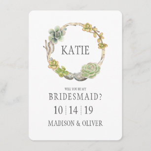 Invitation Succulents, brindilles et demoiselle d'honneur des