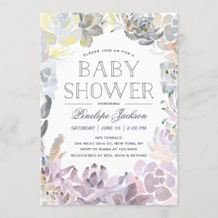 Invitation Succulents de l'eau  Baby shower
