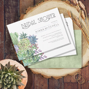 Invitation Succulents et Fête des mariées étincelante Green I