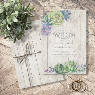 Invitation Succulents et Mariage de bois rustique ID515