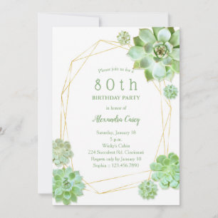 Invitation Succulents géométriques 80e anniversaire