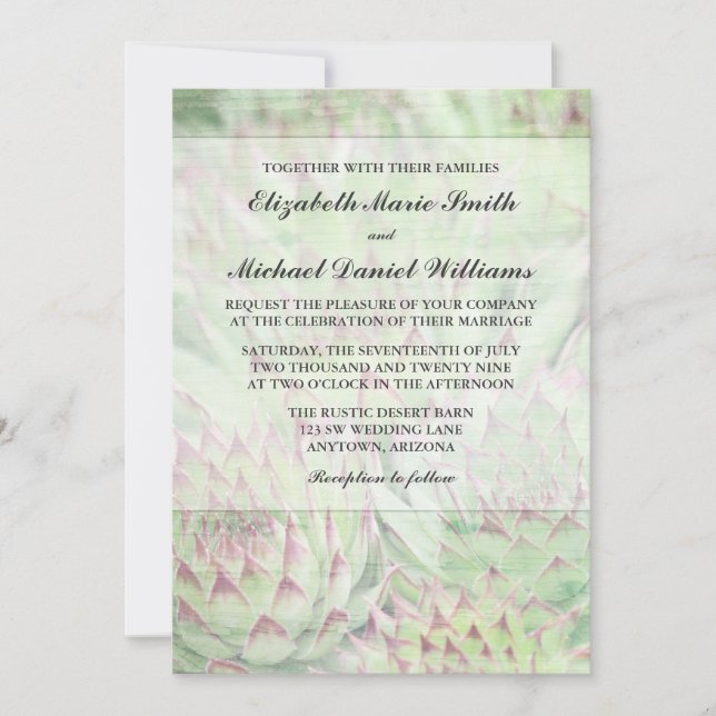 Invitation Succulents modernes rustiques épousant des (Devant)