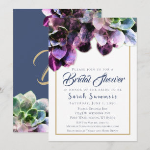 Invitation Succulents pourpres Fête des mariées élégante