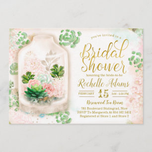 Invitation Succulents Terrarium Floral Fête des mariées botan