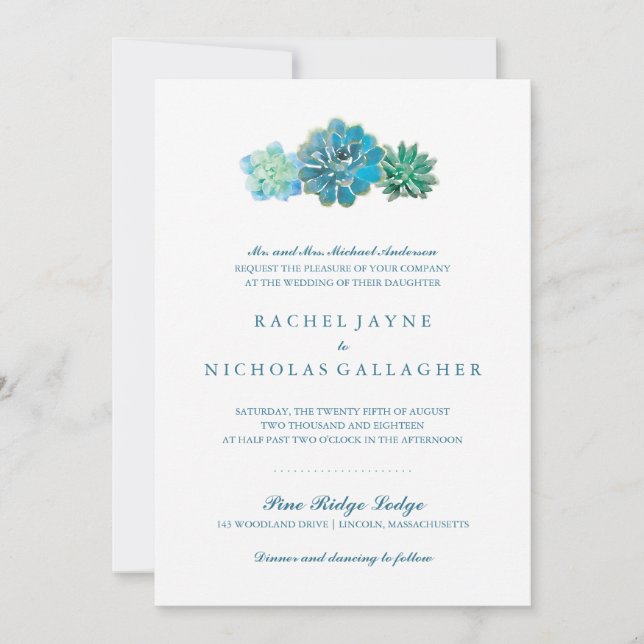 Invitation Succulents trio doux | MARIAGE (Devant)