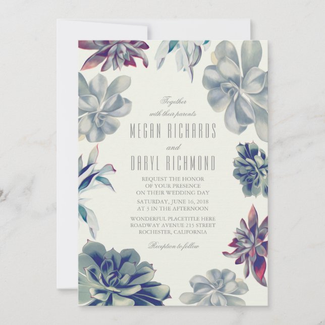 Invitation Succulents Verdure Mariage botanique (Devant)