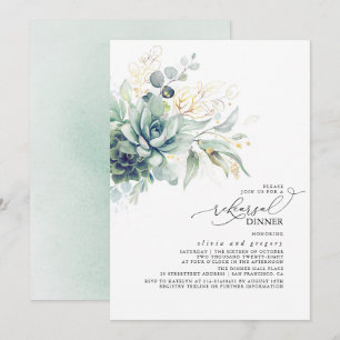 Invitation Succulents Verdure Or Feuilles Dîner de répétition