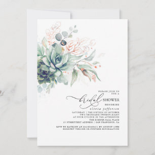 Invitation Succulents verdure rose Feuille Fête des mariées B