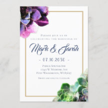 Succulents violets avec Mariage de ligne de bronza