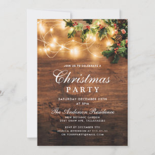 Invitation Succursale Mistletoe Rustique Fête de Noël