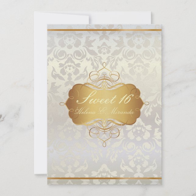 Invitation Sucré 16/ princesse/poire damassé (Devant)