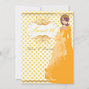 Invitation Sucré 16/ princesse/pois