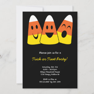 Invitation Sucré bonbon maïs trio tour ou traiter Halloween