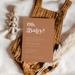 Invitation Sucre Brown rétro élégant Oh Baby