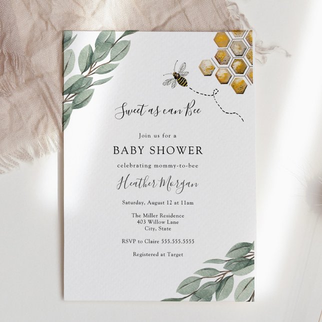 Invitation Sucré comme peut être Eucalyptus Baby shower Invit (Créateur téléchargé)