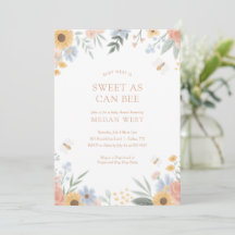Sucré comme peut être Floral Bee Baby shower Invit