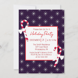 Invitation Sucre de canne bleu marine et fête de Noël des éto