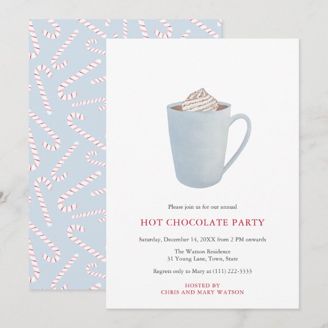 Invitation Sucre de canne Chocolat chaud Fête de Noël au caca (Devant / Derrière)