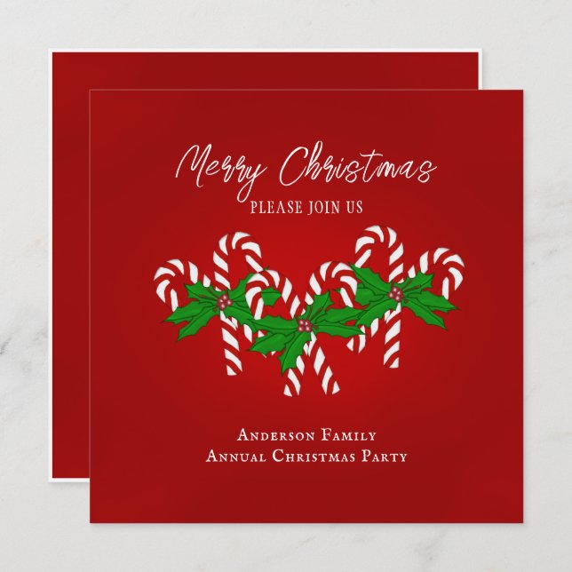 Invitation Sucre de canne de Noël (Devant / Derrière)