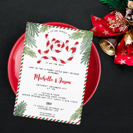 Invitation Sucre de canne de Noël rouge moderne Joy Baby show