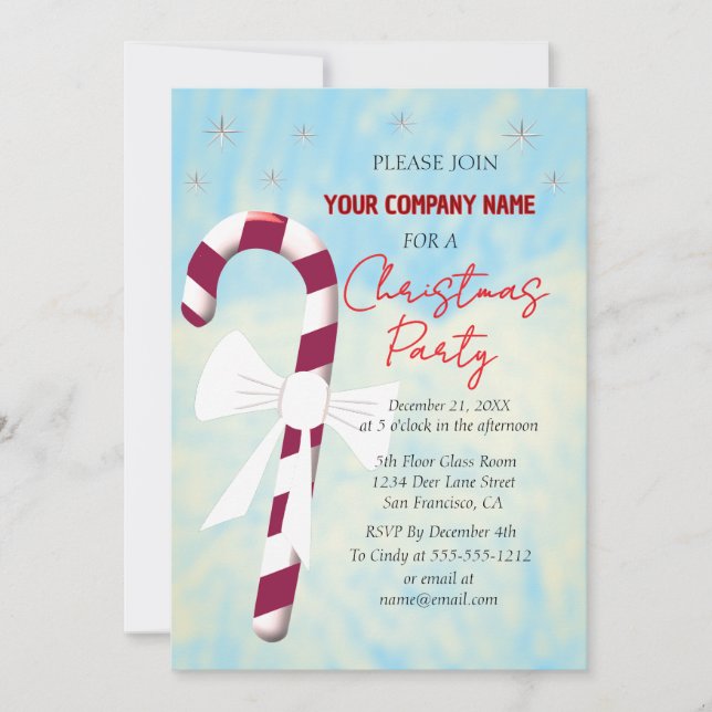 Invitation Sucre de canne Fête de Noël d'hiver (Devant)