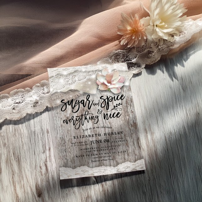 Invitation Sucre & épice & Tout Nice Baby shower rustique (Créateur téléchargé)