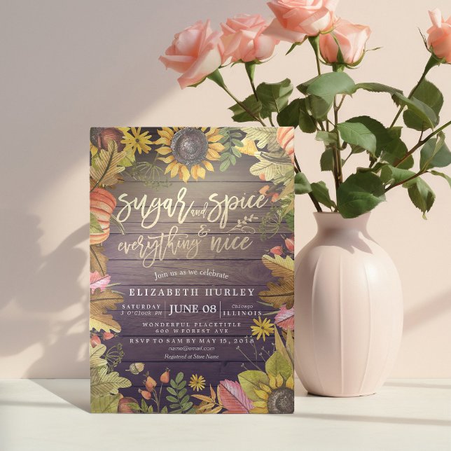 Invitation Sucre & Épices & Tout Nice Baby shower d'automne (Créateur téléchargé)