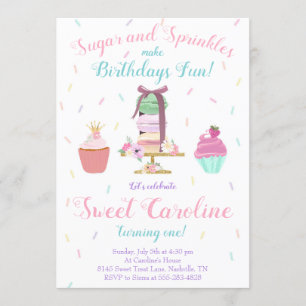 Invitation Sucre et arroser doux traitement Anniversaire
