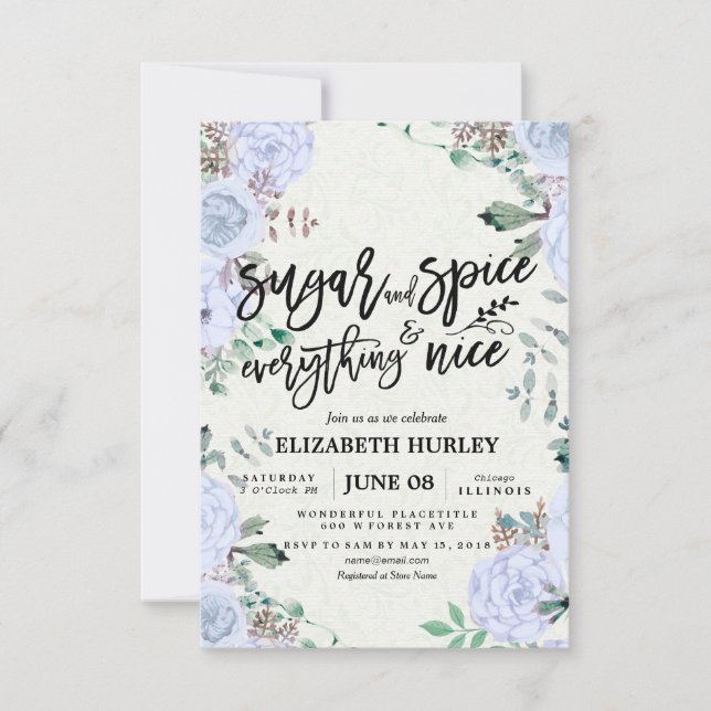 Invitation Sucre Floral & Épices & Tout Nice Baby shower (Devant)