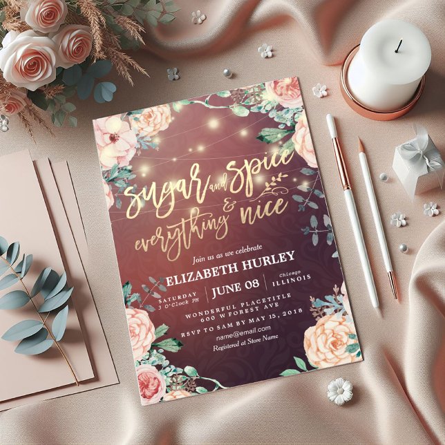 Invitation Sucre Floral & Épices & Tout Nice Baby shower (Créateur téléchargé)