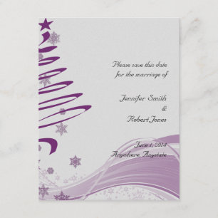 Invitation Sucre Prunier et Flocons de Neige en Violet