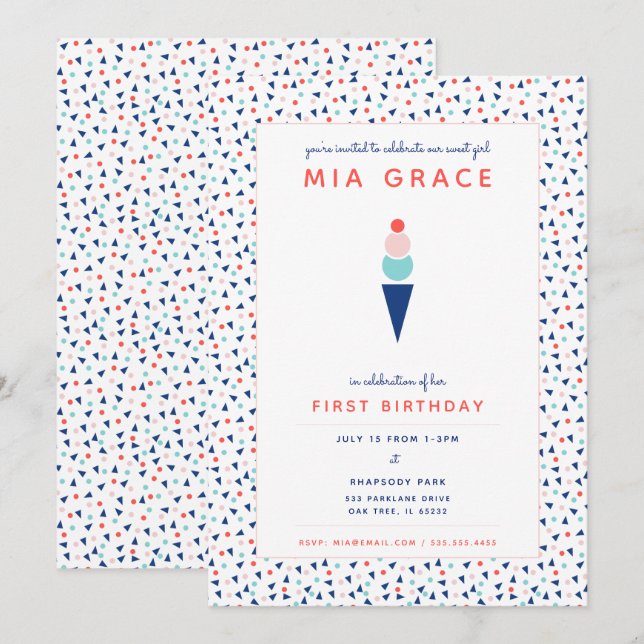 Invitation Sucrée comme une Crème Glacée (Devant / Derrière)