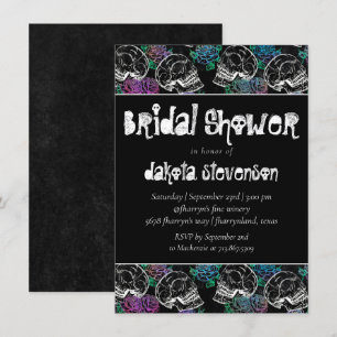 Invitation Sugar Skull Pastel Roses Fête des mariées Ombre