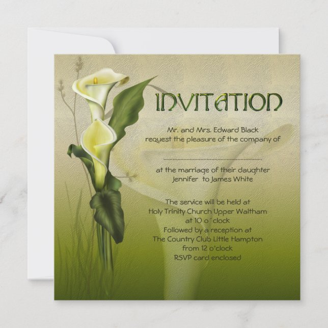Invitation Suite blanche de mariage de calla (Devant)