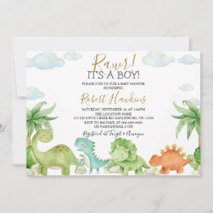 Invitation Suite d'invitation Baby shower Dinosaur