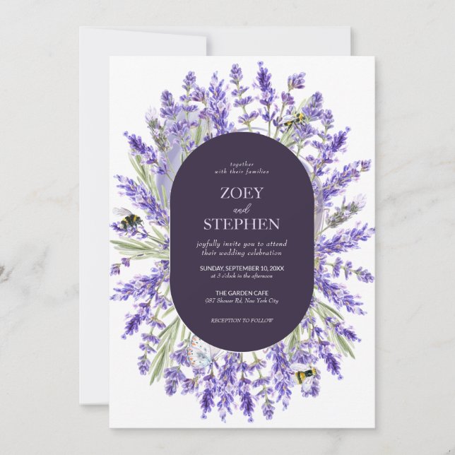 Invitation Suite Lavender | Mariage de printemps floral éléga (Devant)