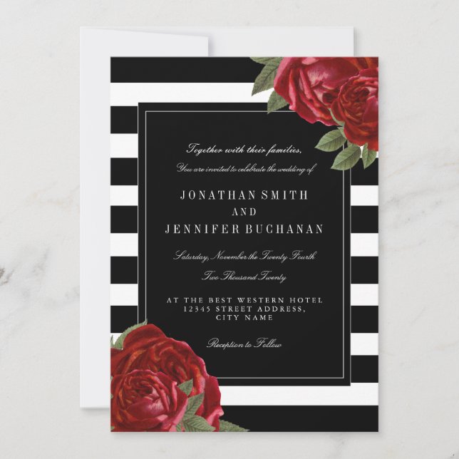 Invitation Suite Mariage moderne en noir et blanc (Devant)