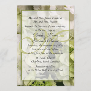 Invitation Suite verte blanche de mariage d'hortensia