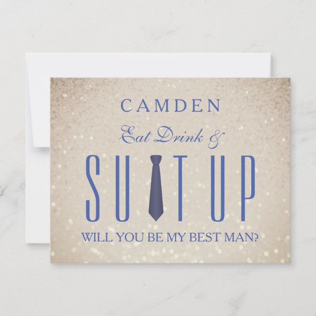 Invitation Suitup Serez-vous ma Parties scintillant Bestman (Devant)