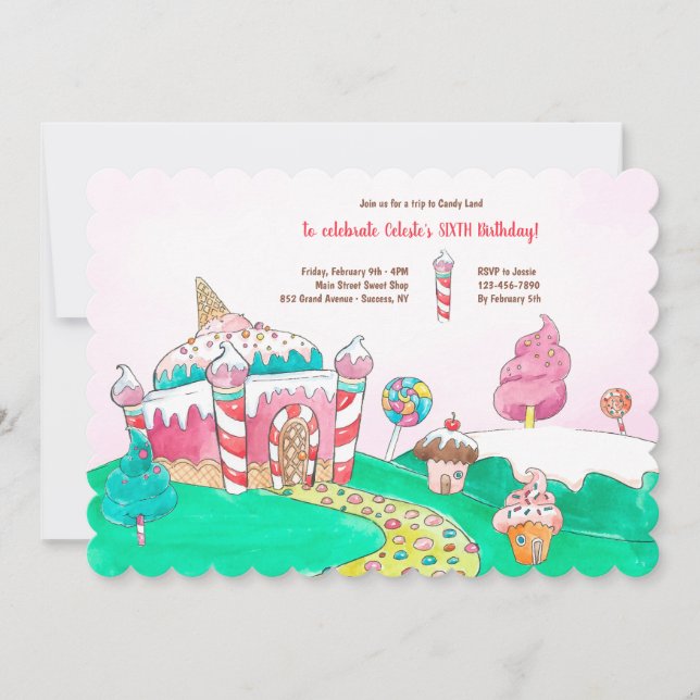 Invitation Suivez le chemin Candy Land (Devant)