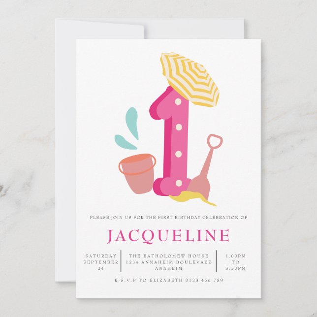 Invitation Summer Beach Girls 1er anniversaire (Devant)