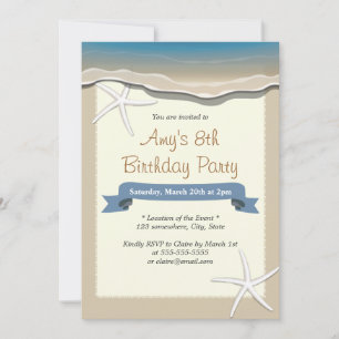 Invitation Summer Beach Thème Starfish Anniversaire Invitatio