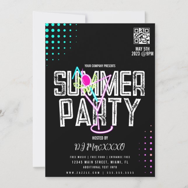 Invitation Summer DJ Event Cocktail Party Bar Club Flyer (Devant)