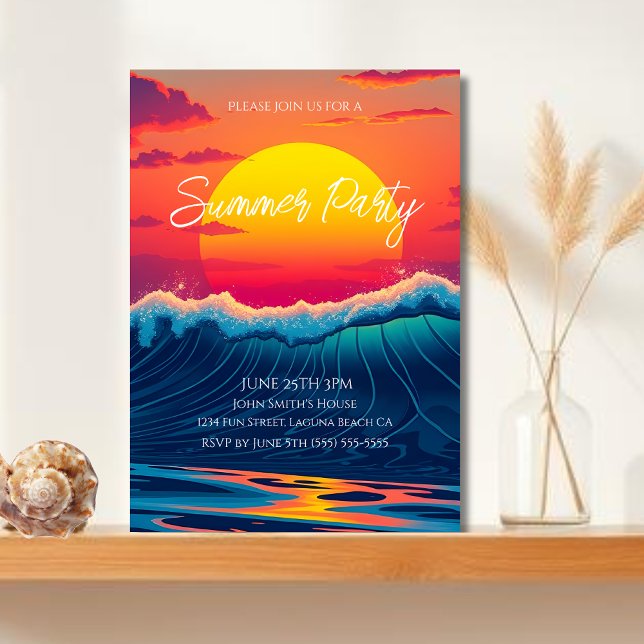 Invitation Summer Party-Sunset Beach (Summer Party-Sunset Beach Invitation)