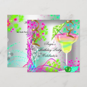 Invitation Summer Pink Anniversaire Fête Cocktail coloré