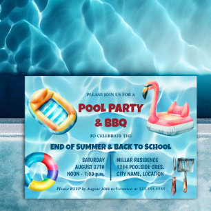 Invitation Summer Pool Party et BBQ