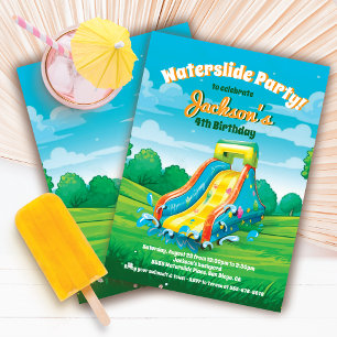 Invitation Summer Water toboggan Pool fête anniversaire