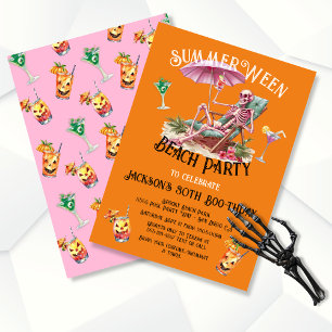 Invitation Summer Ween Halloween Beach Skeleton